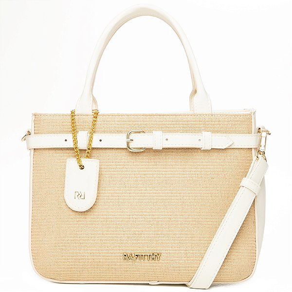 Bolsa Feminina Rafitthy Tote De Mão E Transversal Com Alça Removível Yvory/Natural