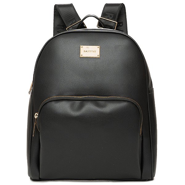 Mochila Feminina Rafitthy Casual Com Bolso Frontal E Alças Ajustáveis Preto