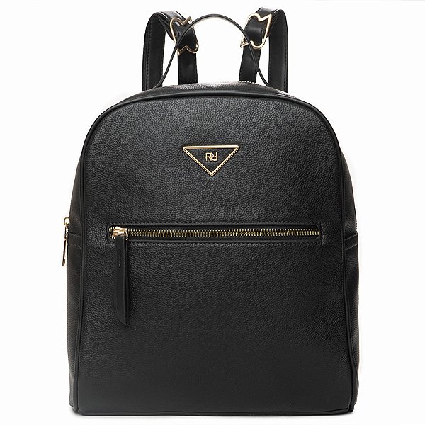 Mochila Feminina Rafitthy Casual Com Bolso Frontal, Alças Ajustáveis E Detalhe Metalizado Preto