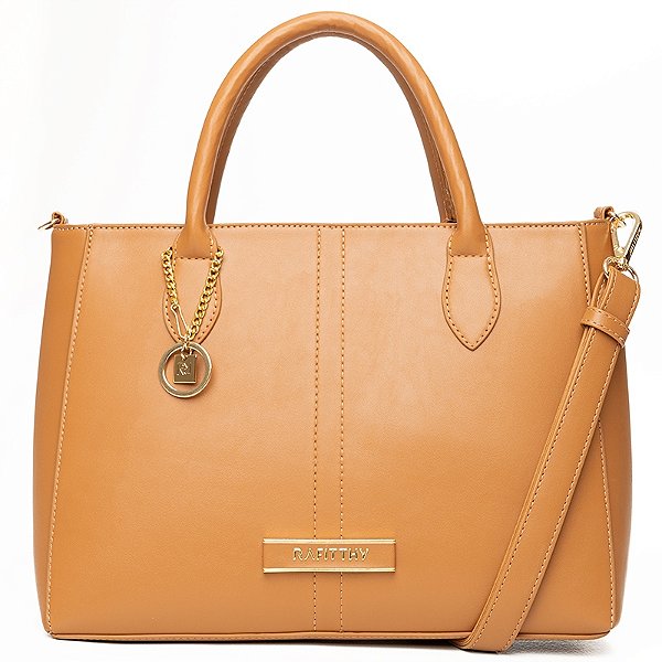 Bolsa Feminina Rafitthy De Mão E Transversal Com Alças Duplas E Pingente Decorativo Ambar