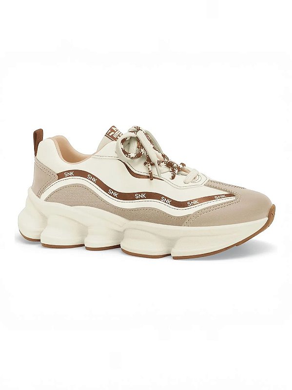Tênis Casual Feminino Chunky Com Solado Robusto E Detalhes Modernos Avela/Coconut