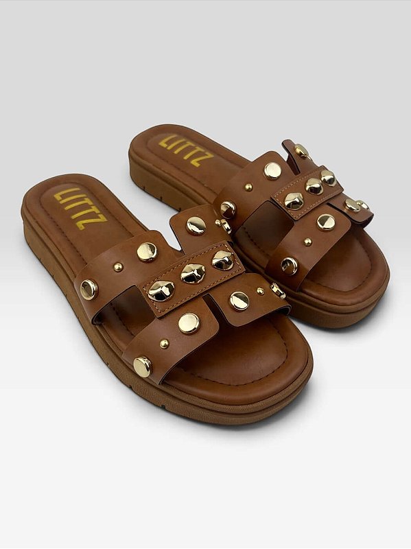 Papete Littz Com Aplicações Metalizadas Canela/Ouro