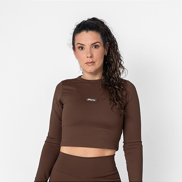 BLUSA LONGA POWER FLEX MARROM