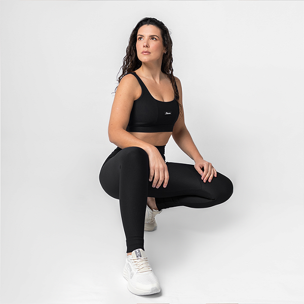 LEGGING POWER FIT CANELADO PRETO