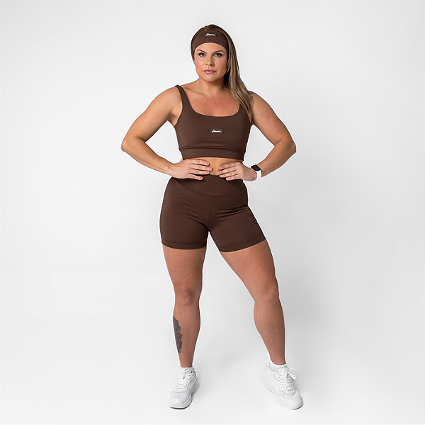 SHORT POWER FLEX LISO MARROM