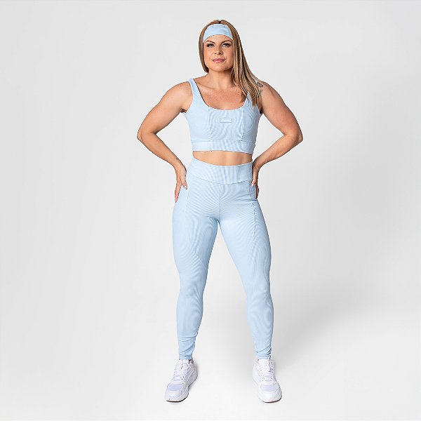 LEGGING POWER FIT CANELADO AZUL MILK