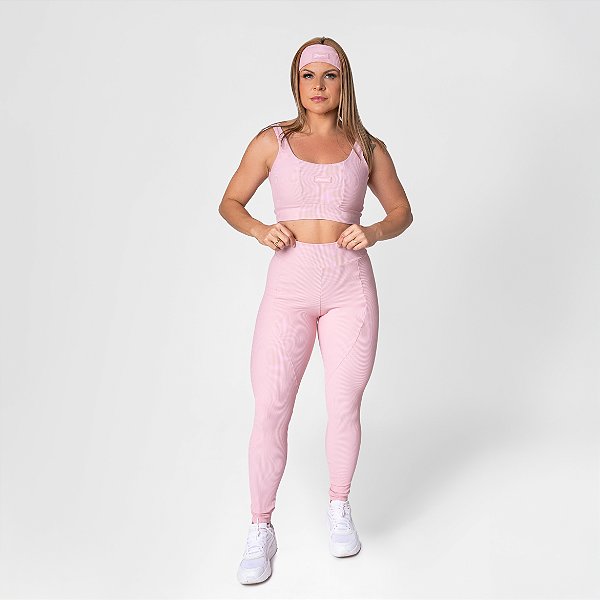 LEGGING POWER FIT CANELADO ROSA MILK