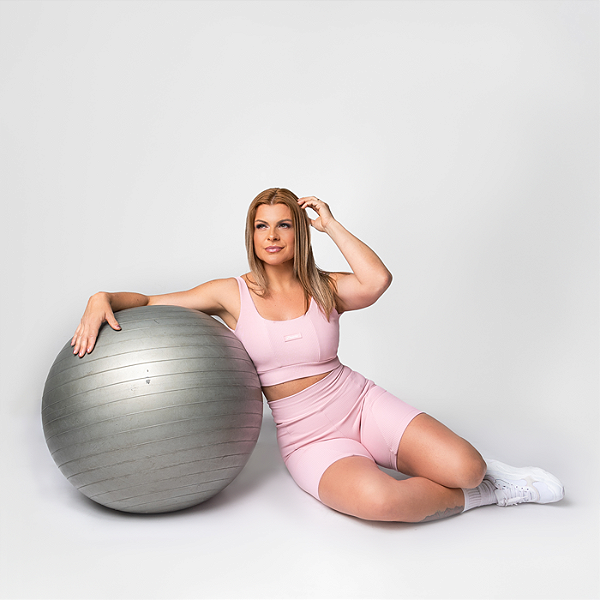 SHORT POWER FIT CANELADO ROSA MILK