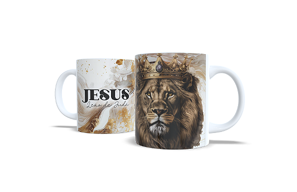 Caneca em cerâmica - Jesus Leão de Judá