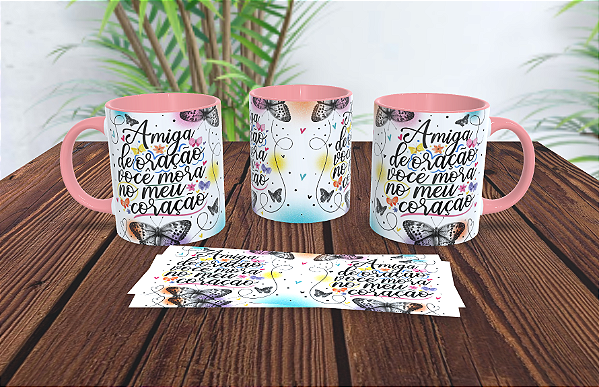 Caneca Interior e Alça Rosa 325ml