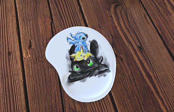 Mousepad Ergonômico Banguela, Picachu e Stitch