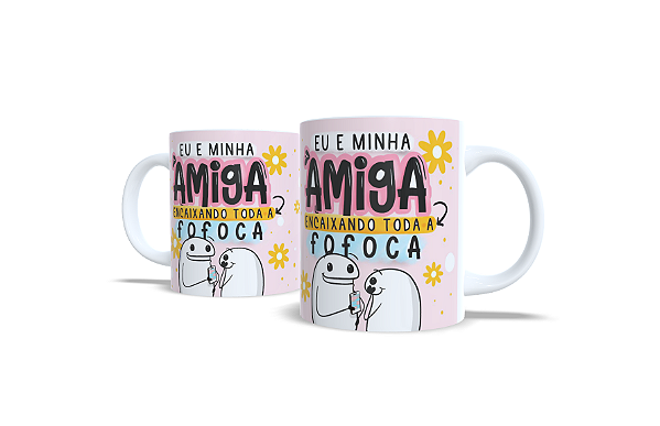 Caneca Branca Personalizada Flork Amiga