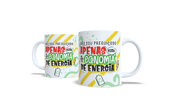 Caneca Branca Estampa Divertida Economia Energia
