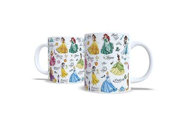 Caneca Branca Princesas