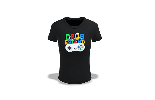 Camiseta Baby Look Deus no Controle Preta