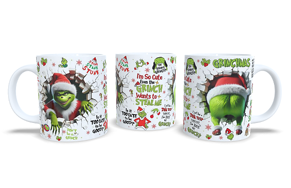 Caneca Branca Especial de natal - O Grinch
