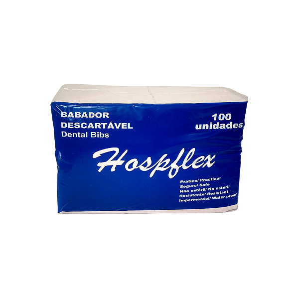 Babador Descartavel Dental Bibs (CX 100UN) -  Hospflex Cor:Branco