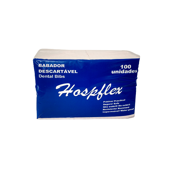 Babador Descartavel Dental Bibs (CX 100UN) -  Hospflex Cor:Azul