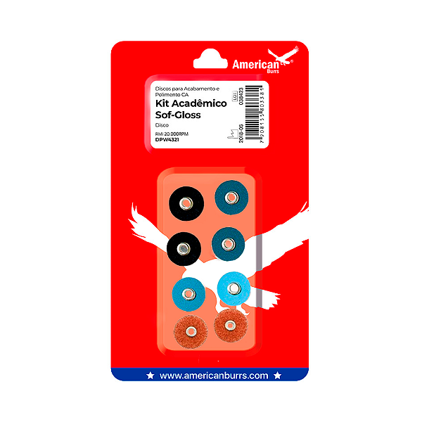 Kit Disco de Lixa Sof-Gloss Academico Sortido + Mandril - AMERICAN BURRS