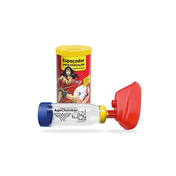 Espacador para Inalacao (Aerossolterapia) AgaChamber Adulto/Infantil - Cofrinho Mulher Maravilha