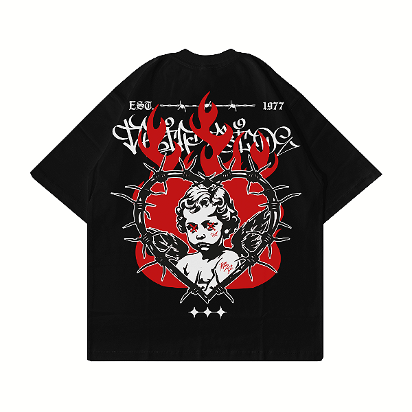 Camiseta Oversized Trip Side ANGEL - Preta