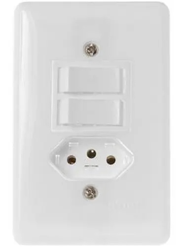 2 Interruptores Simples + Tomada Fixa 2p+ T 10a 250v Ilumi