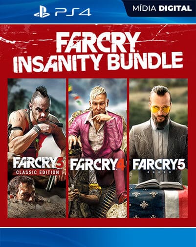 Far Cry 3, 4 e 5 Insanity Bundle Playstation 4 Mídia Digital