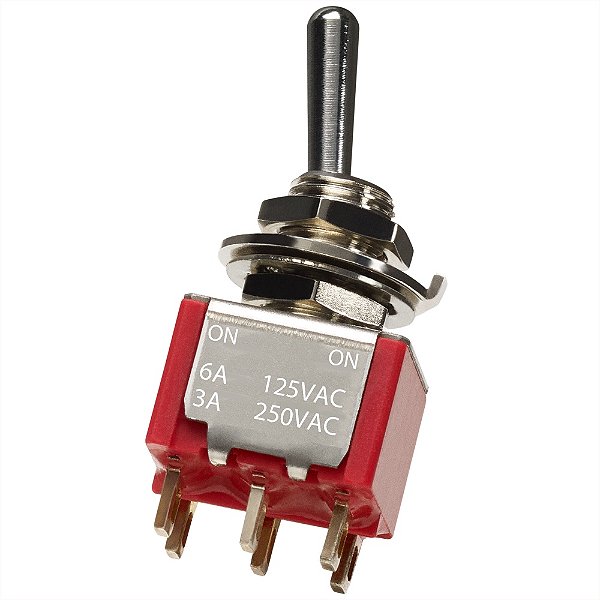 Mini Chave Thida DPDT 2 Vias On / On Vermelho