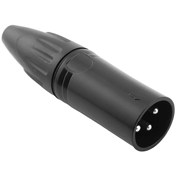 XLR Theodor Preto Linha Macho Com Trava 3 Terminais