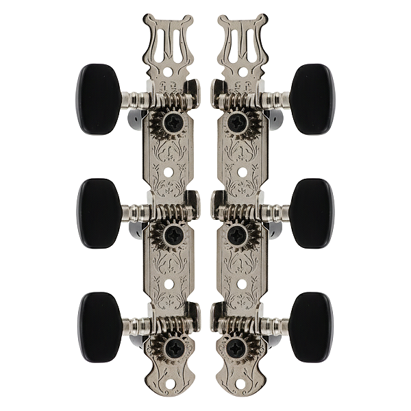 Jogo De Tarraxas RPC Cromada Violão Nylon Botão Preto