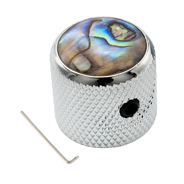 Knob De Aço Para Guitarra Telecaster Cromado Dome com Top Abalone