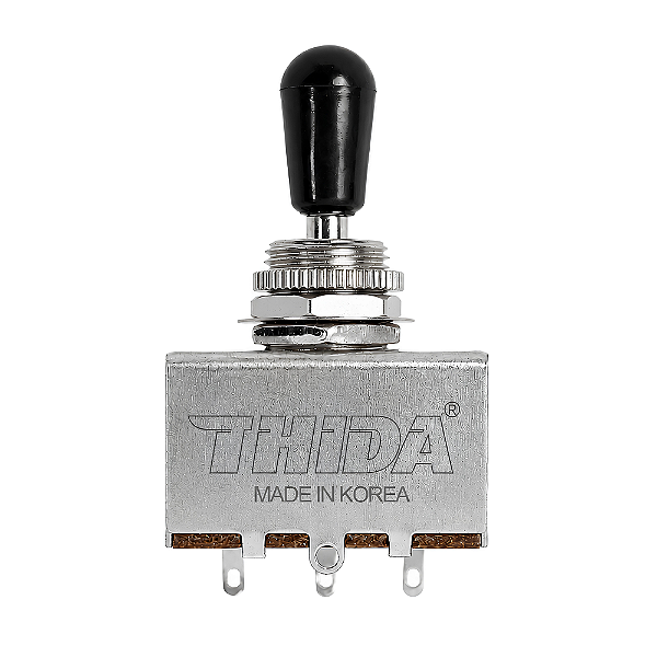 Chave Seletora Para Guitarra 3 Posições Thida Knob Preto Metálico