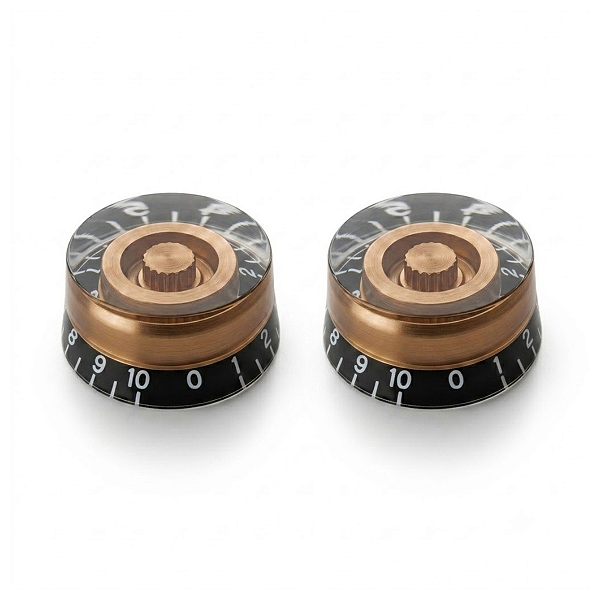 Kit Com 02 Knob Speed Control Para Guitarra Les Paul Preto Com Miolo Dourado