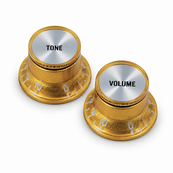 Knob Botão Tone e Volume Top Hat Reflector Para Guitarra Les Paul Sg Dourado