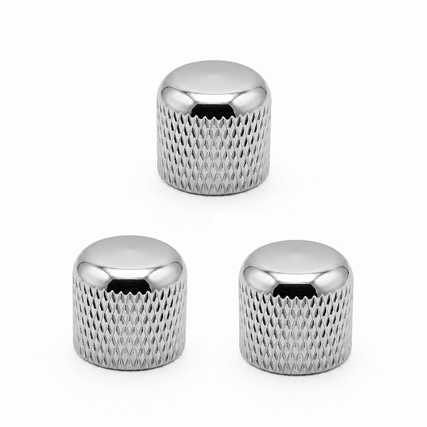 Kit Com 03 Knob De Pressão Thida Para Guitarra e Contra Baixo Cromado
