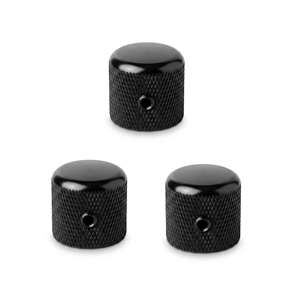 Kit 03 Knob Preto De Alumínio P/ Guitarra E Baixo Com Parafuso Padrão Imperial CTS 6,35mm