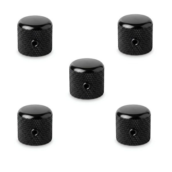 Kit 05 Knob Preto De Alumínio P/ Guitarra E Baixo Com Parafuso Padrão Imperial CTS 6,35mm