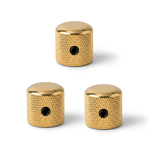 Kit 03 Knob Dourado De Alumínio P/ Guitarra E Baixo Com Parafuso Padrão Imperial CTS 6,35mm