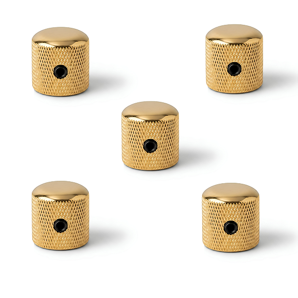 Kit 05 Knob Dourado De Alumínio P/ Guitarra E Baixo Com Parafuso Padrão Imperial CTS 6,35mm