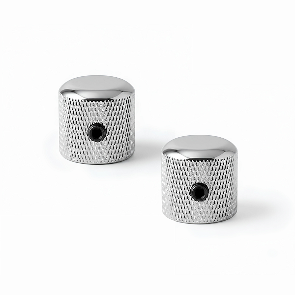 Kit 02 Knob Cromado De Alumínio P/ Guitarra E Baixo Com Parafuso Padrão Imperial CTS 6,35mm