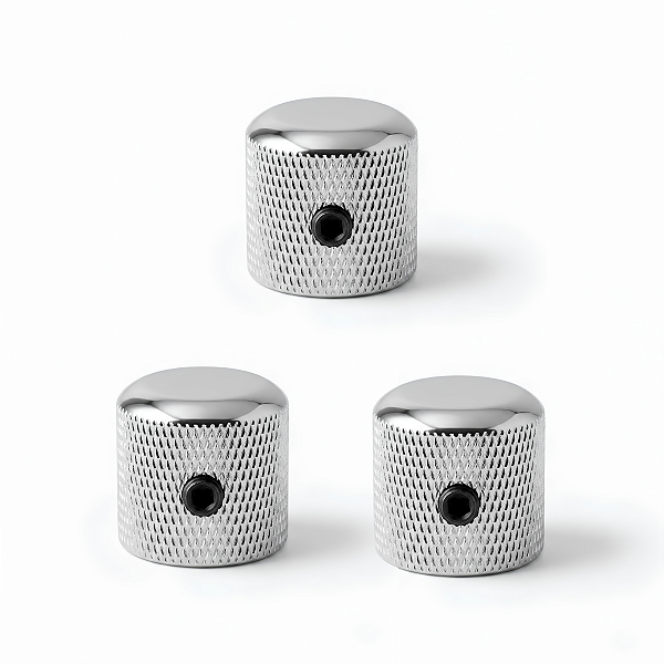 Kit 03 Knob Cromado De Alumínio P/ Guitarra E Baixo Com Parafuso Padrão Imperial CTS 6,35mm