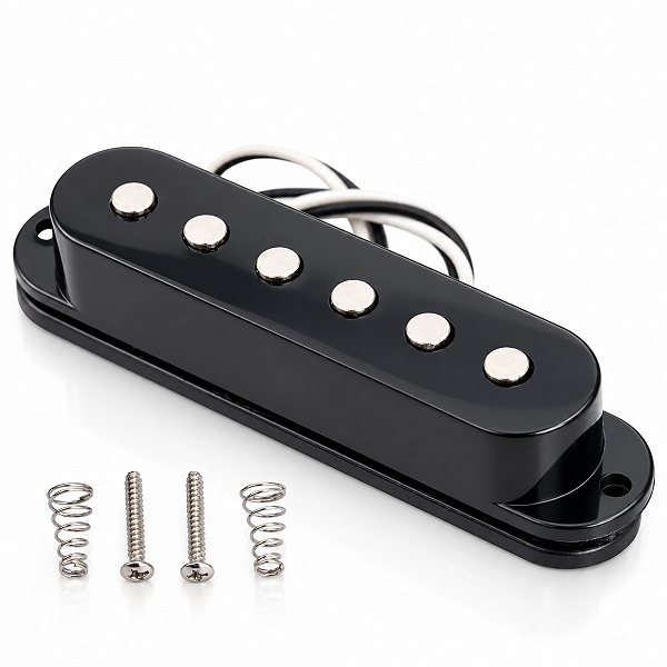 Captador Single Coil Alnico V Para Guitarra Stratocaster Braço Preto 6K Vintage