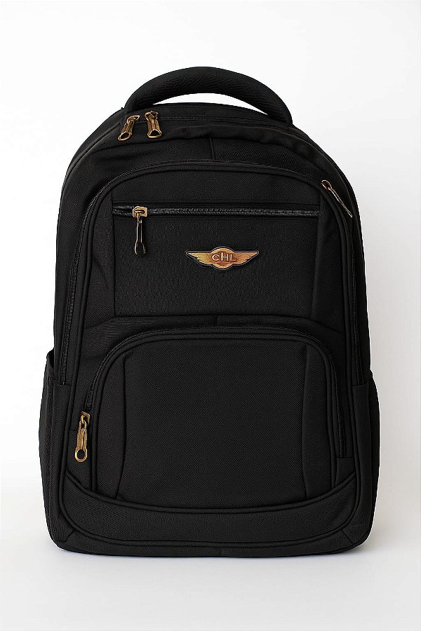 Mochila Unissex Preta Escolar e Para Notebook 4 compartimentos