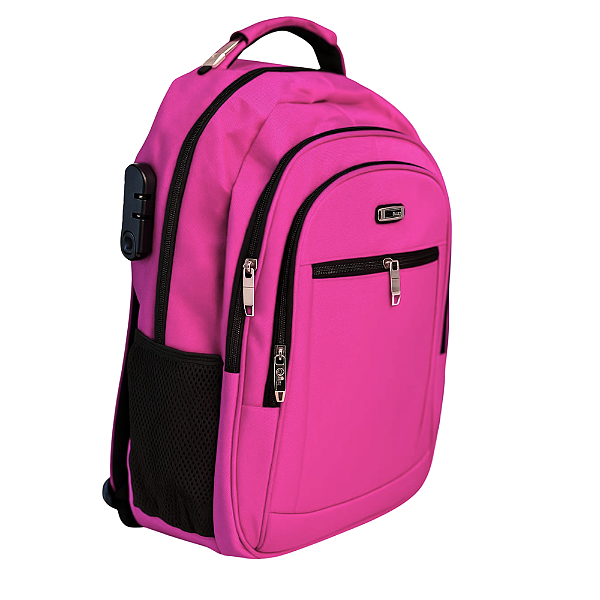 Mochila Feminina Rosa Escolar e Para Notebook 4 Compartimentos