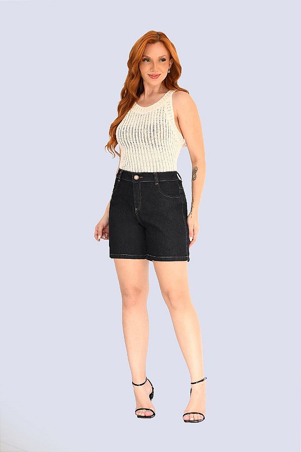 473 - BERMUDA FEM M C CIMTURA INTERM BRESCIA BLACK SALTORELLI
