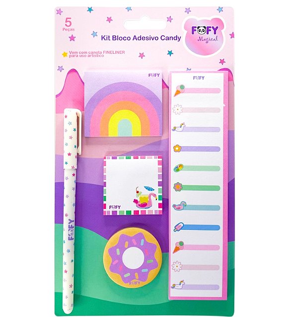 Bloco Adesivo Candy - FOFY + caneta