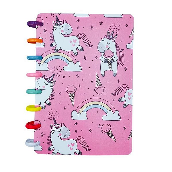 Caderno Inteligente A5 UNICORNIO CAPA FLEXIVEL