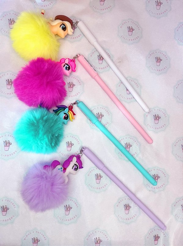 Caneta pompom unicórnio