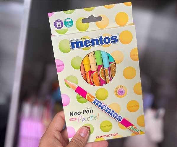 Canetinha NEO PEN GIGANTE MENTOS- C/12 CORES PASTEIS- COMPACTOR