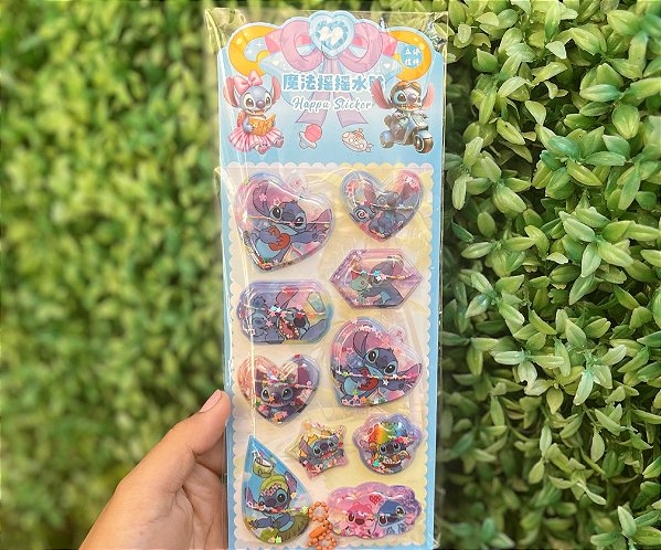 Cartela de adesivo 3D com água 💦 Stitch